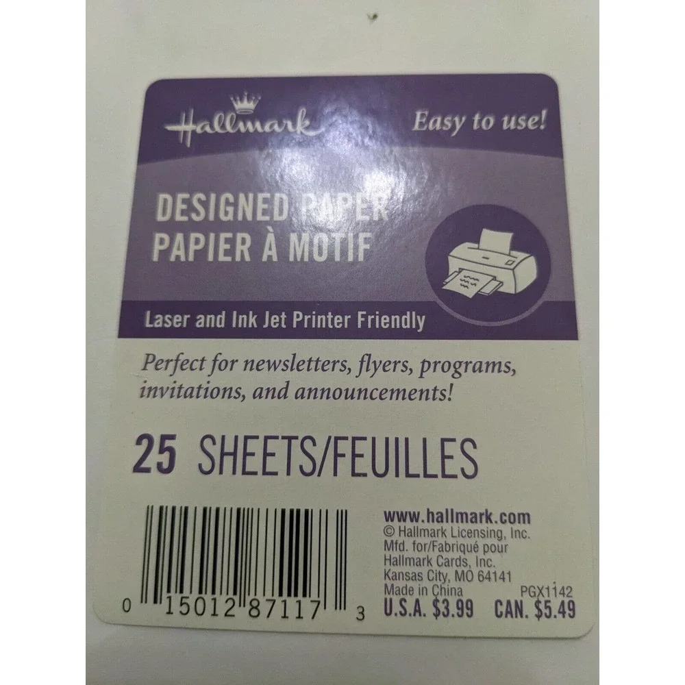 Hallmark Christmas Paper 25 Sheets & 25 Envelopes SNOWMAN Cardinal Birds Tree